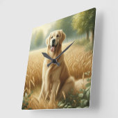 Golden Retriever Vierkante Klok (Hoek)