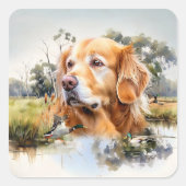 Golden Retriever Vierkante Sticker (Voorkant)