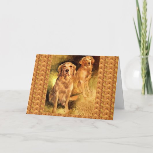 Golden Retriever Vintage Christmas Kaart (Voorkant)