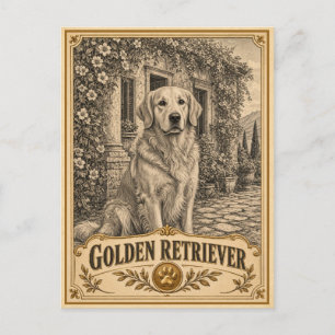 Golden Retriever, Vintage Heritage Hond Briefkaart