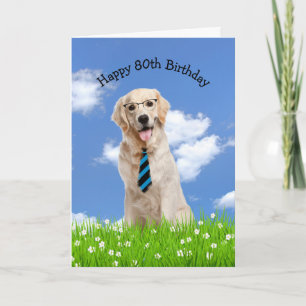 Golden Retriever voor 80e verjaardag Kaart
