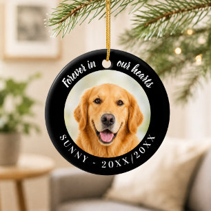 Golden Retriever Voor Altijd in Onze Hart Zwart Keramisch Ornament