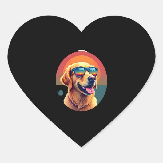 Golden Retriever voor meisjes Zonnebrillen Pe Hart Sticker (Voorkant)