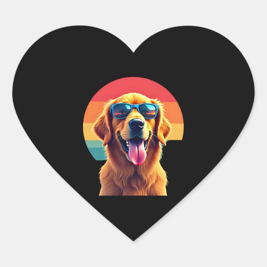 Golden Retriever voor meisjes Zonnebrillen Pe Hart Sticker (Voorkant)