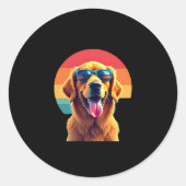 Golden Retriever voor meisjes Zonnebrillen Pe Ronde Sticker (Voorkant)