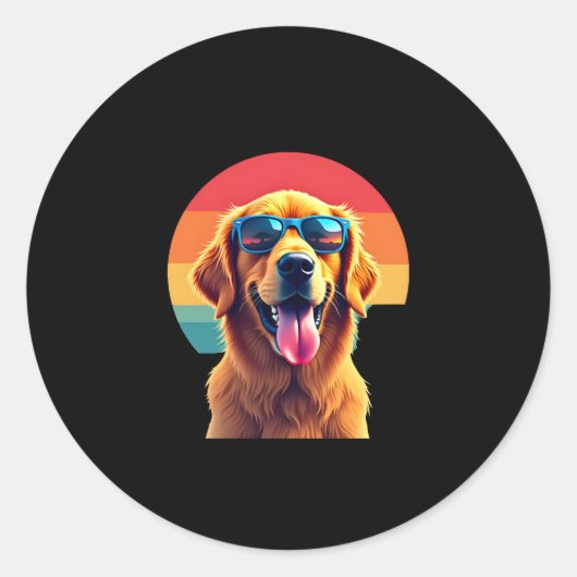 Golden Retriever voor meisjes Zonnebrillen Pe Ronde Sticker (Voorkant)