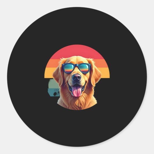 Golden Retriever voor meisjes Zonnebrillen Pe Ronde Sticker (Voorkant)