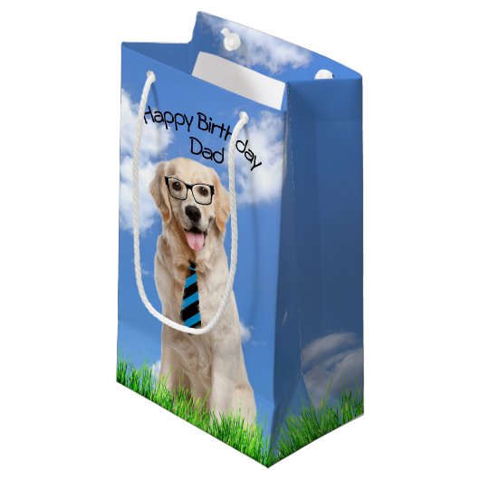 Golden Retriever voor vaders verjaardag Klein Cadeauzakje (Voorkant Gekanteld)