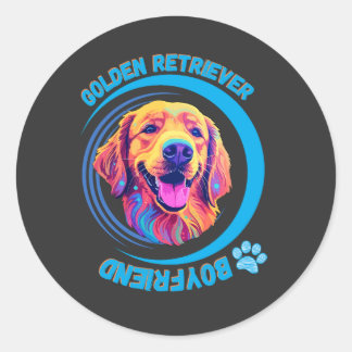 golden retriever-vriend ronde sticker
