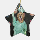 Golden Retriever Vrijheidsbeeld Keramisch Ornament (Links)