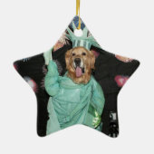 Golden Retriever Vrijheidsbeeld Keramisch Ornament (Achterkant)