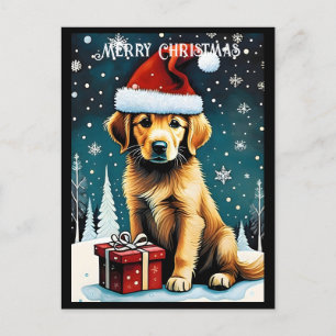 Golden Retriever Vrolijk Kerstmis Santa Dog Vakant Briefkaart