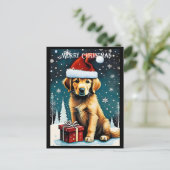 Golden Retriever Vrolijk Kerstmis Santa Dog Vakant Briefkaart (Staand voorkant)