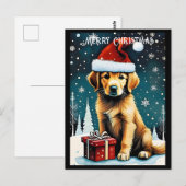 Golden Retriever Vrolijk Kerstmis Santa Dog Vakant Briefkaart (Voorkant / Achterkant)