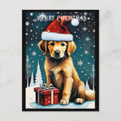 Golden Retriever Vrolijk Kerstmis Santa Dog Vakant Briefkaart (Voorkant)