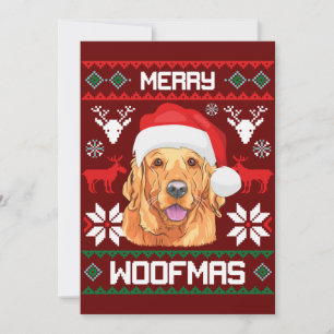 Golden Retriever vrolijk Woofmas T-shirt Hond Kaart
