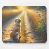 Golden Retriever wachten op een onverharde weg Muismat (Voorkant)