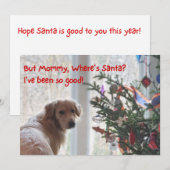 Golden Retriever wachten op Santa Flat Christmas Feestdagenkaart (Voorkant / Achterkant)