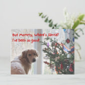 Golden Retriever wachten op Santa Flat Christmas Feestdagenkaart (Staand voorkant)