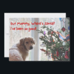 Golden Retriever wachten op Santa Flat Christmas Feestdagenkaart<br><div class="desc">Jasper de gouden retriever wacht op de Kerstman aan het raam...  is hij dit jaar stout of aardig geweest? Hopend dat je vrienden en familie dit jaar op de goede lijst van de Kerstman staan! Gerst-Kaarten hebben modellen van reddingsdieren en geven terug aan humane samenlevingen.</div>