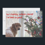 Golden Retriever wachten op Santa Flat Christmas Feestdagenkaart<br><div class="desc">Jasper de gouden retriever wacht op de Kerstman aan het raam...  is hij dit jaar stout of aardig geweest? Hopend dat je vrienden en familie dit jaar op de goede lijst van de Kerstman staan! Gerst-Kaarten hebben modellen van reddingsdieren en geven terug aan humane samenlevingen.</div>