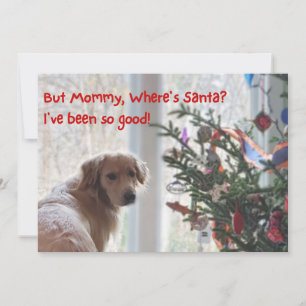 Golden Retriever wachten op Santa Flat Christmas Feestdagenkaart