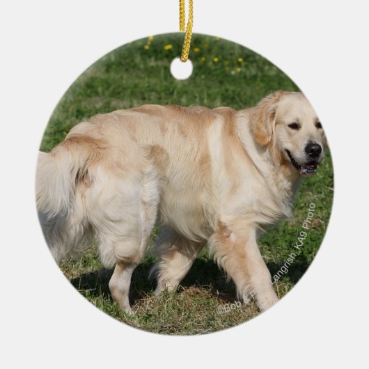 Golden Retriever Walking Keramisch Ornament (Voorkant)
