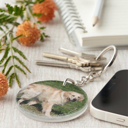 Golden Retriever Walking Sleutelhanger (Voorkant Rechts)