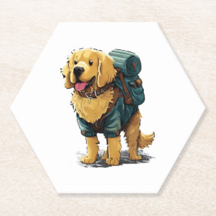 Golden Retriever Wandelen en kamperen Kartonnen Onderzetters