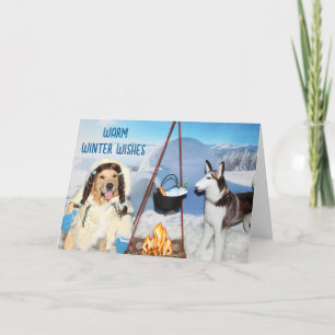 Golden Retriever Warm Winter Wishes Vakantie Kaart