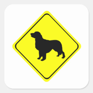 Golden Retriever Warning Sign Love Dogette Silhoue Vierkante Sticker
