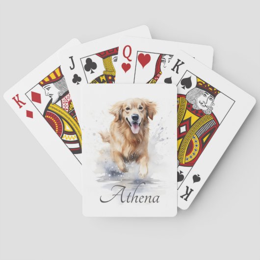 Golden retriever waterverf aangepaste naam tekst pokerkaarten (Achterkant)