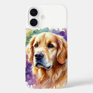 Golden Retriever Waterverf Art iPhone 16 Hoesje