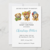 Golden Retriever Waterverf Baby shower Kaart (Voorkant)
