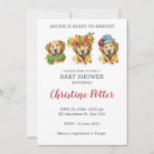 Golden Retriever Waterverf Baby shower Kaart (Voorkant)