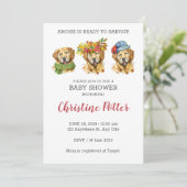 Golden Retriever Waterverf Baby shower Kaart (Staand voorkant)