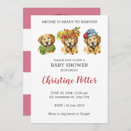 Golden Retriever Waterverf Baby shower Kaart