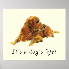 Golden Retriever waterverf Dog Slogan Poster