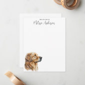 Golden Retriever Waterverf Gepersonaliseerd Honden Notitiekaartje (Voorkant / Achterkant in situ)