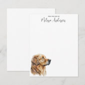 Golden Retriever Waterverf Gepersonaliseerd Honden Notitiekaartje (Voorkant / Achterkant)