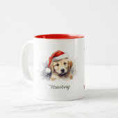 Golden Retriever Waterverf Kerst Mok (Voorkant links)