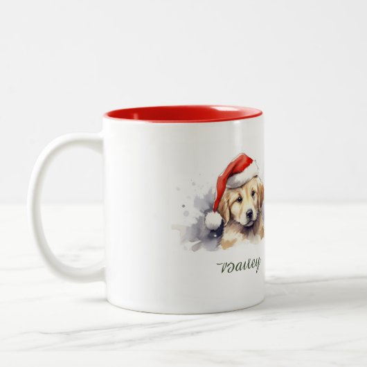 Golden Retriever Waterverf Kerst Mok (Links)