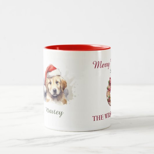 Golden Retriever Waterverf Kerst Mok (Center)