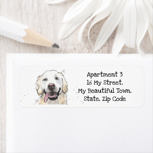 Golden Retriever waterverf label (Insitu)