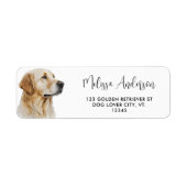 Golden Retriever Waterverf Pet Dog Return Address Etiket (Voorkant)