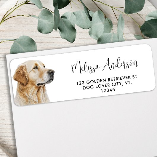 Golden Retriever Waterverf Pet Dog Return Address Etiket