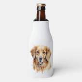 Golden Retriever waterverf print Hondenkunst cadea Flesjeskoeler (Fles Voorkant)