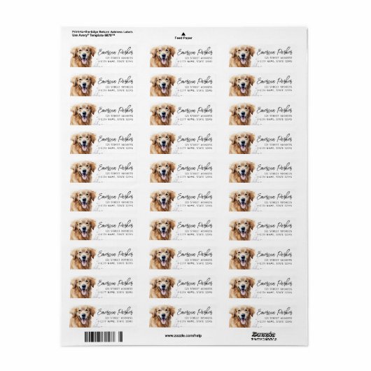 Golden retriever waterverf retouradres etiket (Full Sheet)