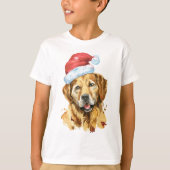 Golden Retriever Waterverf Santa T-shirt (Voorkant)