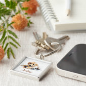 Golden Retriever Waterverf Sleutelhanger (Zijkant)